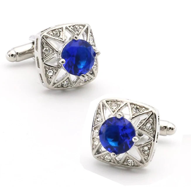 Crystal Heart Brass Cufflinks