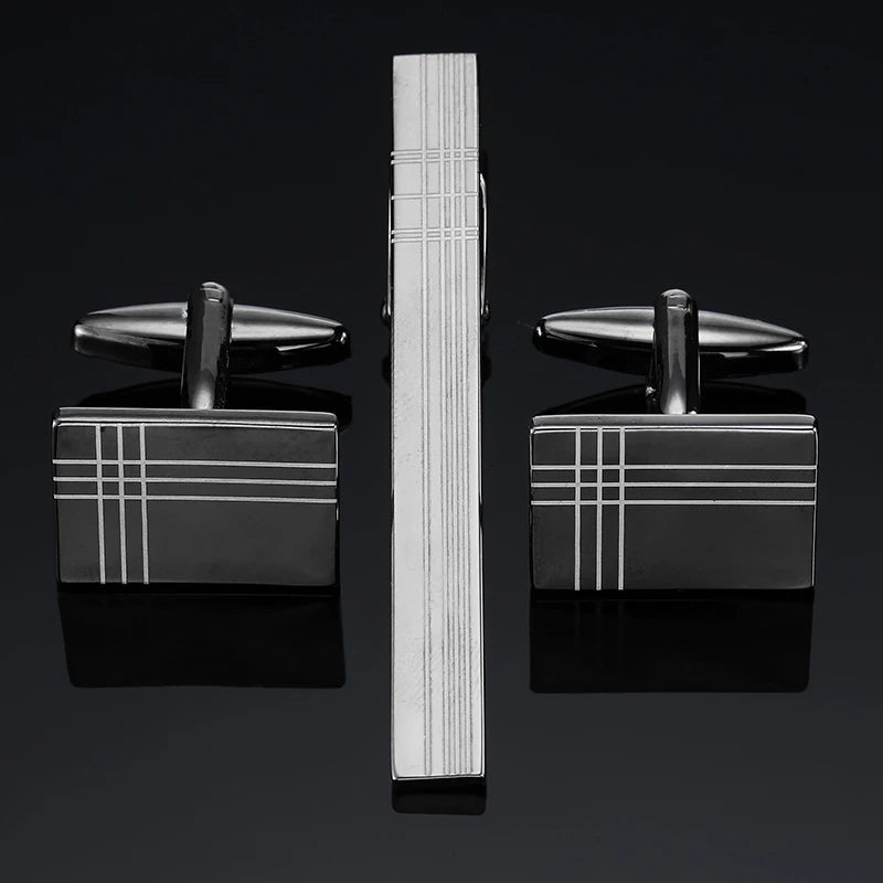 Classic Laser-Engraved Tie Clip & Cufflink Set