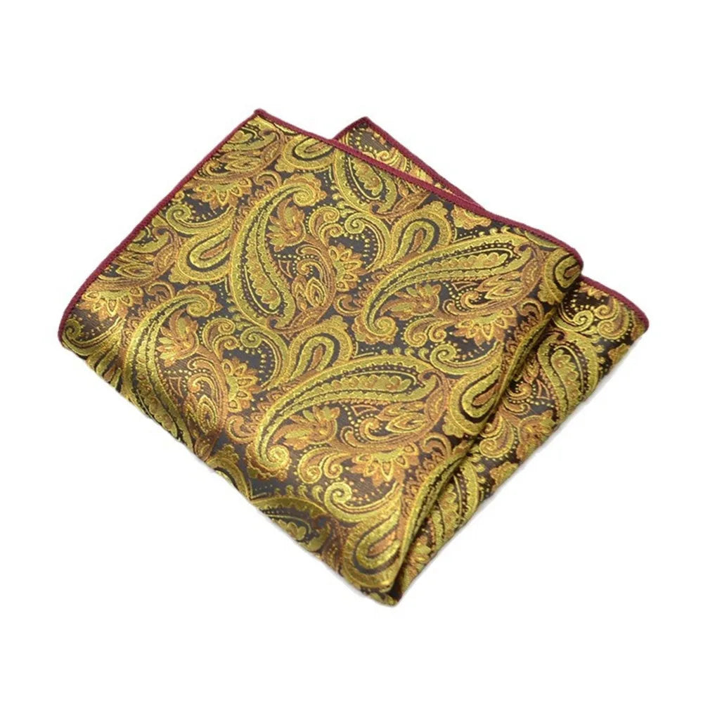 25cm Men’s Classic Paisley Striped Pocket Square – Elegant Handkerchief for Suit & Wedding