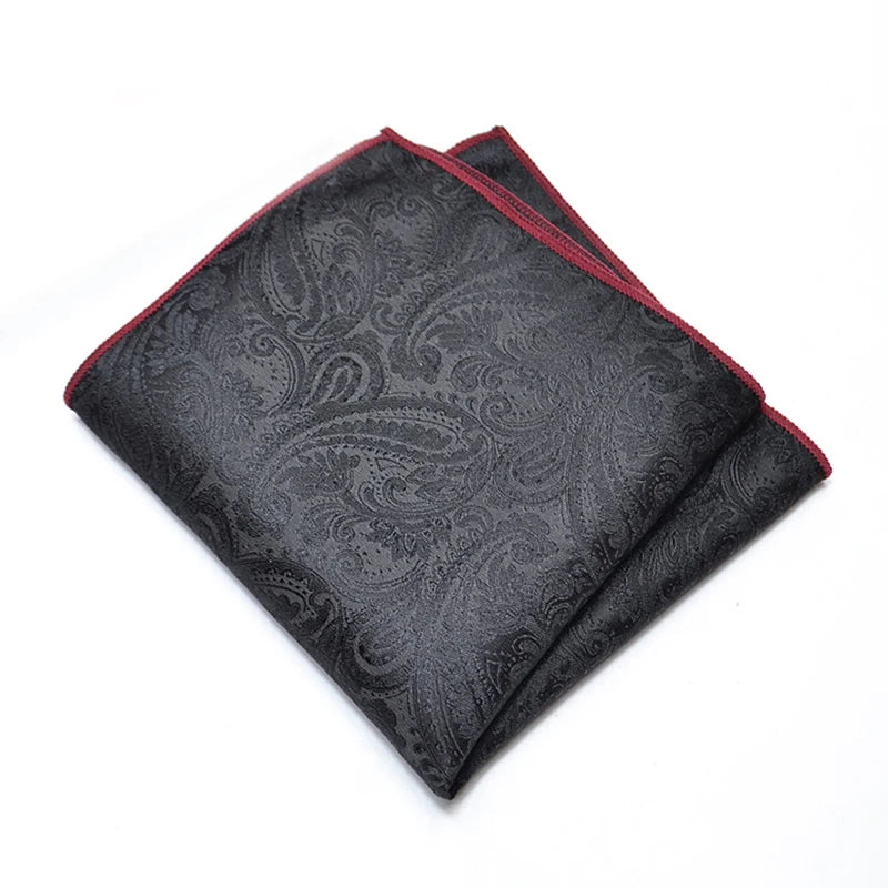 25cm Men’s Classic Paisley Striped Pocket Square – Elegant Handkerchief for Suit & Wedding