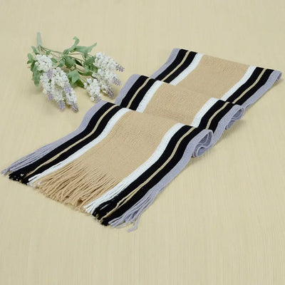 Casual Cashmere Men Striped Scarf – Winter Warm Tassel Shawl