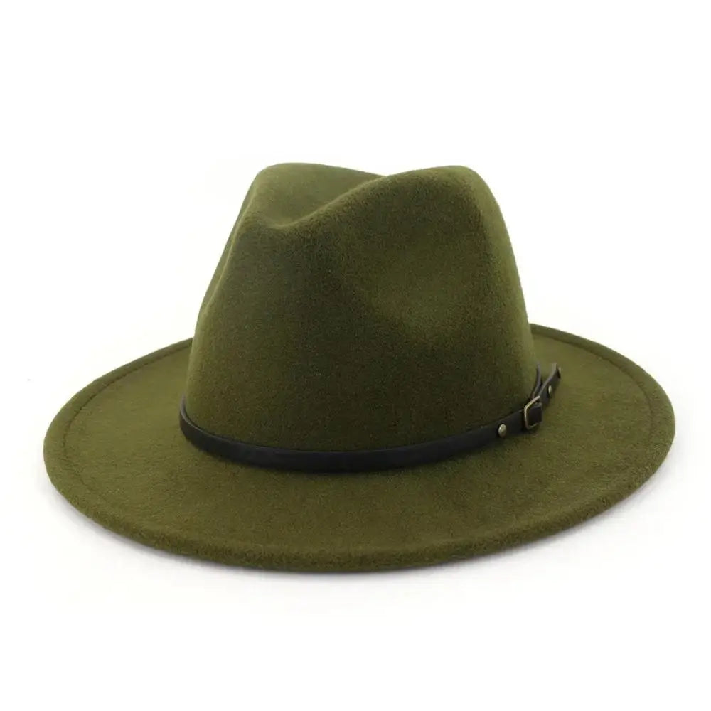 Men’s Fashion Simple Solid Color Vintage Wide Brim Fedora Hat