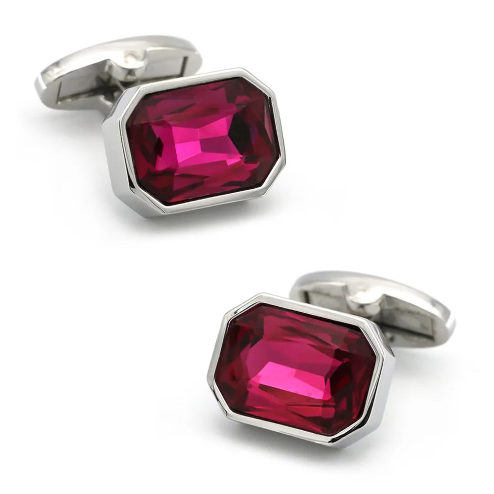 Crystal Heart Brass Cufflinks