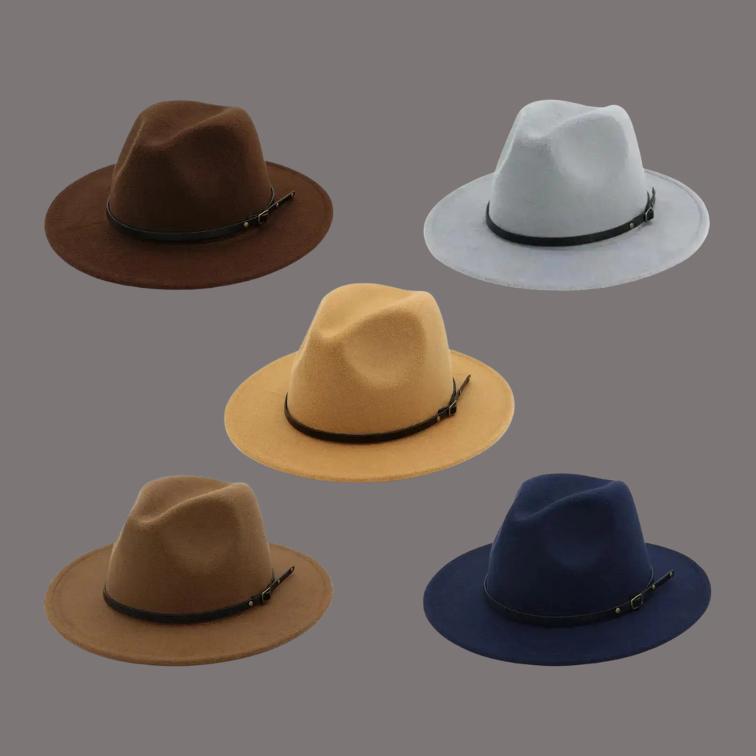 Men’s Fashion Simple Solid Color Vintage Wide Brim Fedora Hat