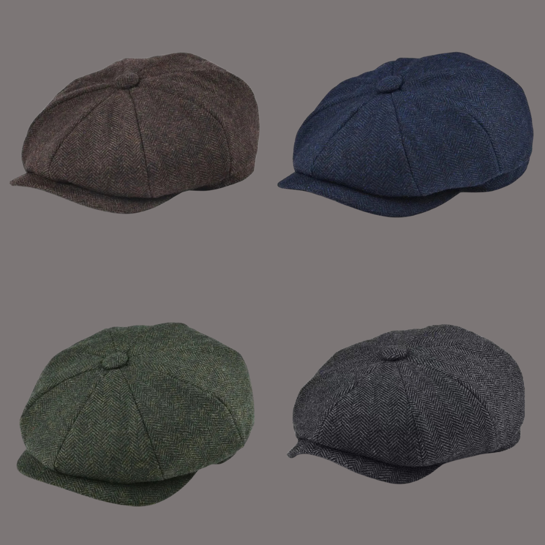 Men’s Herringbone Newsboy Beret – Classic Winter Casual Hat