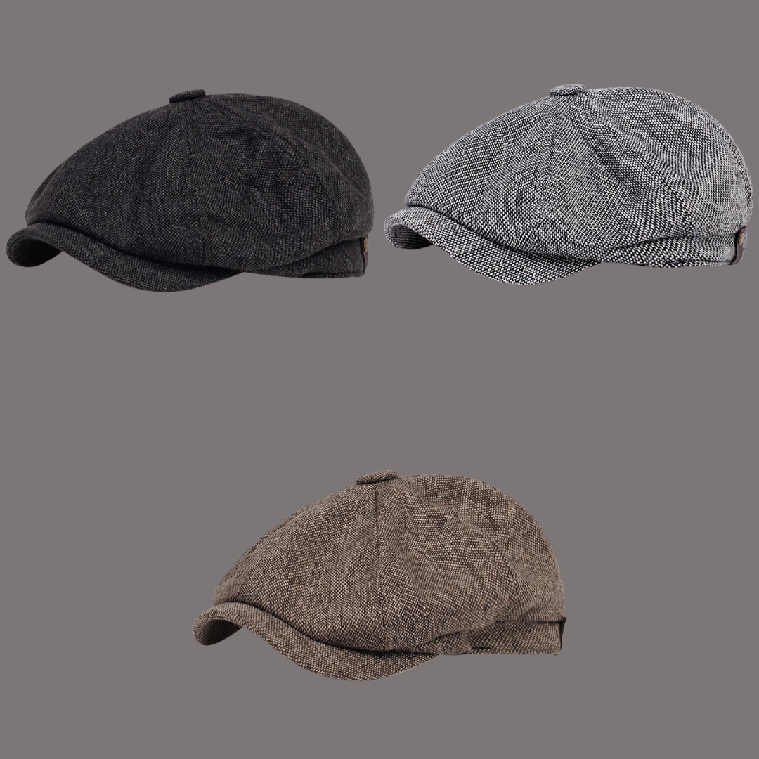 HeritageCap™ Vintage Herringbone Newsboy Hat – Classic Peaky-Style Flat Cap for Men