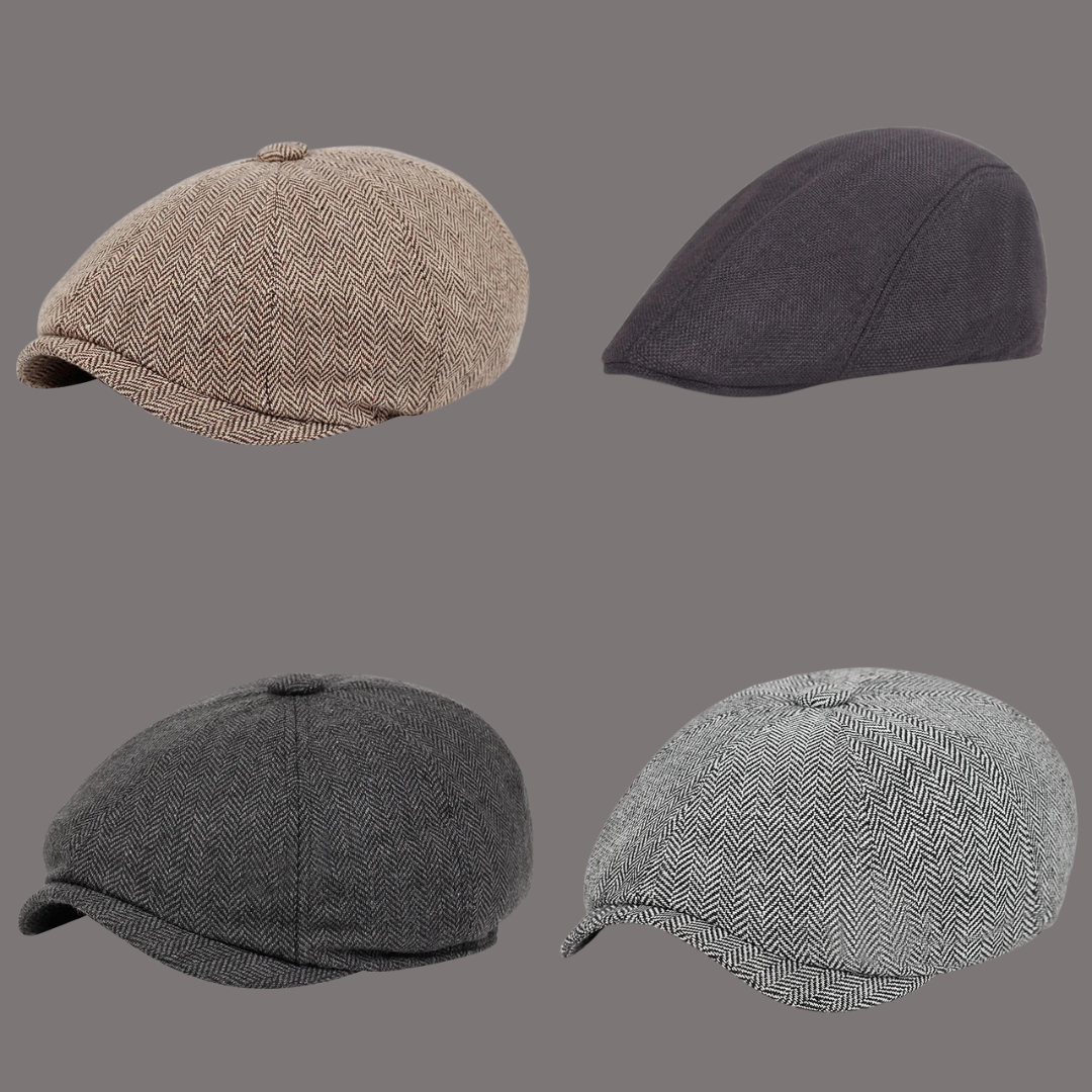 Classic Vintage Tweed Beret Hat – Unisex Retro Flat Peaked Cap