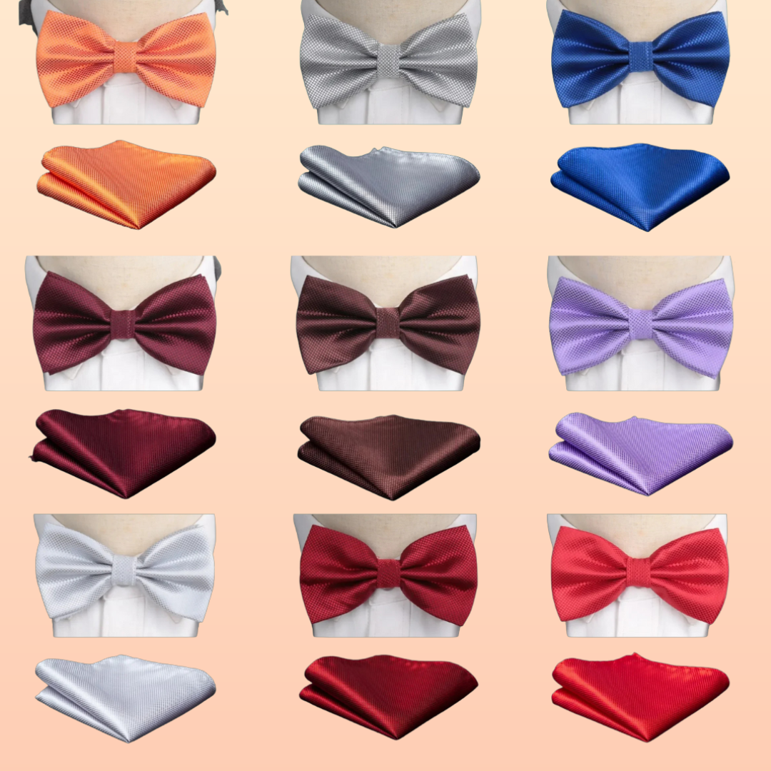 Velvero™ 2-Piece Bowtie & Cravat Set – Solid Color Formal Accessory for Weddings & Events